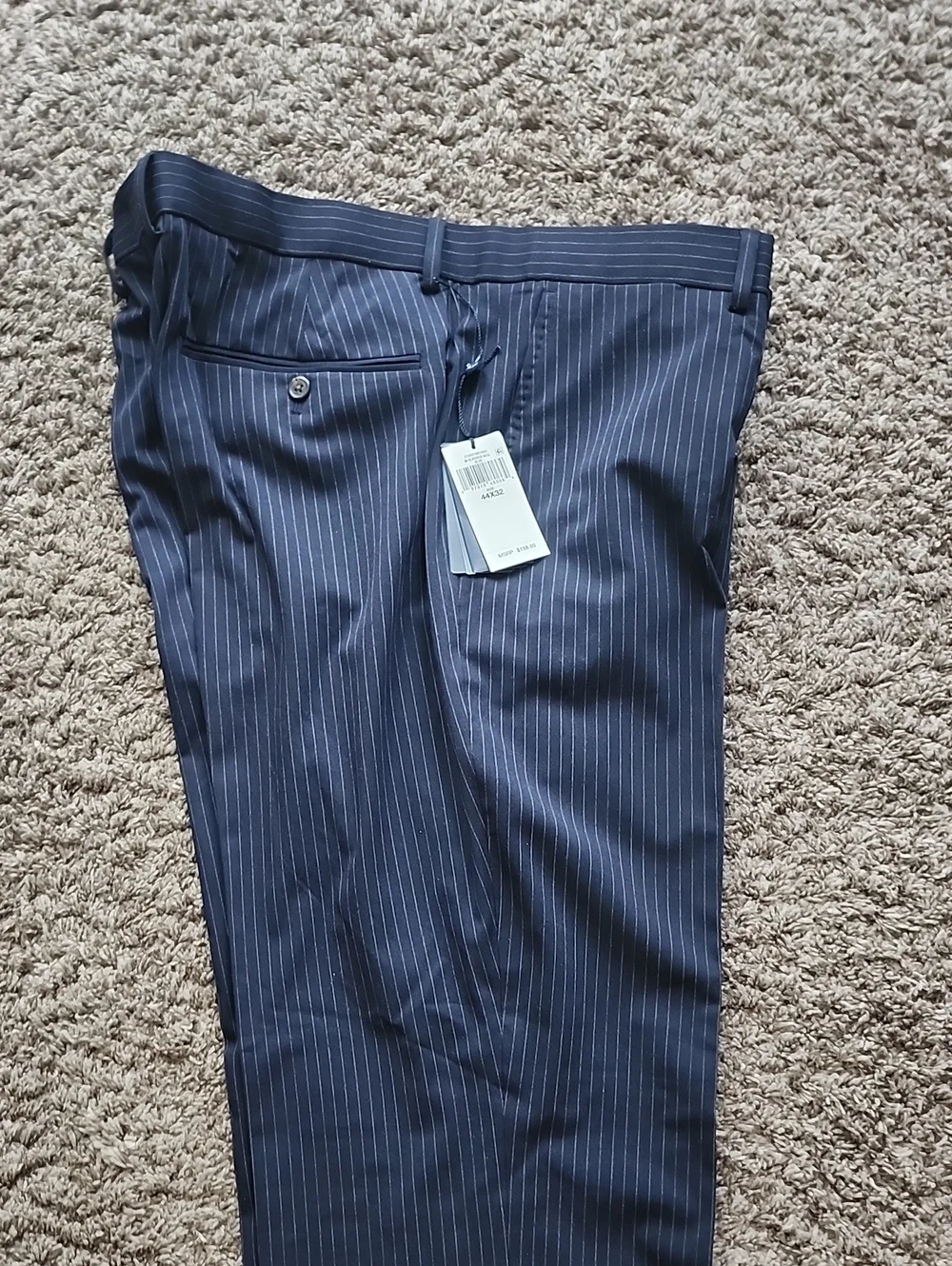 Ralph Lawrence Men's Navy Pinstripe Dress Pants 44x32